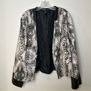 Ashley Stewart Black and White Animal Print Blazer